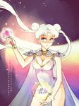  bishoujo_senshi_sailor_moon blue_eyes breasts cape choker flower leotard sailor_moon tsukino_usagi unconventionalsenshi white_hair 