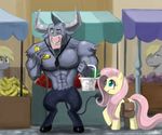  abs banana blue_eyes derpy_hooves_(mlp) equine fluttershy_(mlp) friendship_is_magic fruit hair horn horse invalid_tag iron_will_(mlp) john_joseco minotaur my_little_pony pegasus pink_hair pony wings 