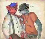  (character) 2 canine cum cum_on_penis cum_on_self darkfolf_(character) fortress fox frottage gay male masturbation medic mutual_masturbation scout sunnimuffins_(artist) team_fortress_2 vyktar_(character) wolf 