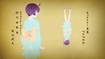  ahoge animated animated_gif araragi_tsukihi blue_eyes blue_hair bow dancing geta japanese_clothes kimono monogatari_(series) multiple_views nisemonogatari non-web_source obi platinum_disco_(song) sash screencap 