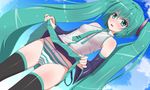  aqua_hair hatsune_miku j_(shining-next) pantsu skirt_lift thighhighs vocaloid 