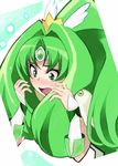  asakura_itaru blush cure_march green_eyes green_hair hair_tousle long_hair midorikawa_nao open_mouth ponytail precure smile_precure! solo tiara tri_tails wrist_cuffs 