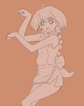  apron dancing macross macross_frontier monochrome nyan-nyan_dance orange_(color) orange_background pink ranka_lee rokuichi solo 