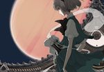 full_moon hitodama isuzu_(uzushi) konpaku_youmu konpaku_youmu_(ghost) moon profile solo touhou 