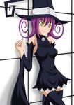  blair fang hat muku_(dgenerationx) purple_hair solo soul_eater thighhighs witch_hat yellow_eyes 