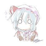  bat_wings chibi hat kibushi lowres o_o remilia_scarlet ribbon solo tears touhou wings 