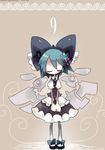  1girl bad_id bad_pixiv_id bow cirno closed_eyes inuhito ribbon solo touhou translated wings 