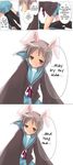  animal_ears artist_request blue_sailor_collar brown_eyes bunny_ears cardigan comic hard_translated highres kita_high_school_uniform nagato_yuki purple_hair sailor_collar school_uniform serafuku short_hair suzumiya_haruhi_no_yuuutsu translated 