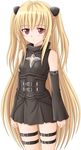  artist_request bare_shoulders blonde_hair detached_sleeves konjiki_no_yami long_hair red_eyes solo strap thigh_strap to_love-ru two_side_up very_long_hair 