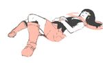  artist_request black_hair boots closed_eyes full_body hikari_(pokemon) lying nap oekaki on_back pink_footwear pokemon scarf simple_background skirt solo white_background 