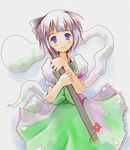  bad_id bad_pixiv_id blue_eyes hitodama kanoe_soushi katana konpaku_youmu konpaku_youmu_(ghost) ribbon sheath sheathed solo sword touhou weapon white_hair 