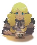  bad_id bad_pixiv_id blonde_hair blue_eyes copyright_request drill_hair eating enami_katsumi food gothic lowres ribbon solo twintails 