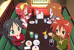  asahina_mikuru bow eating fate/stay_night fate_(series) food kamigishi_akari lucky_star multiple_girls restaurant shakugan_no_shana shana suzumiya_haruhi_no_yuuutsu third-party_edit to_heart toosaka_rin yellow_bow 