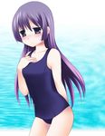  blush chany hayate_no_gotoku! one-piece_swimsuit purple_eyes purple_hair saginomiya_isumi school_swimsuit solo swimsuit 