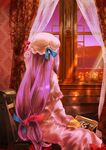  artist_request book hat me-tan patchouli_knowledge ribbon solo tag touhou window 