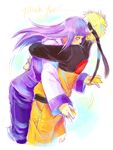  1boy 1girl blonde_hair blush hug hyuuga_hinata long_hair naruto purple_hair samurai-pet uzumaki_naruto 