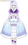  armcho bag boots dress full_body hair_ornament long_hair purple_eyes solo standing trickster white_hair 