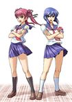  crossed_arms g-tetsu konoe_sunao kurogane_otome multiple_girls school_uniform serafuku tsuyokiss 