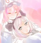  closed_eyes hat hug hug_from_behind konpaku_youmu multiple_girls saigyouji_yuyuko smile touhou usaki_(ama) 