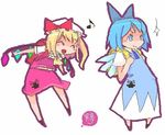  backpack bag bow chibi cirno clear_cross flandre_scarlet hat lowres multiple_girls oekaki randoseru ribbon touhou wings 