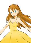  bad_id bad_pixiv_id blue_eyes brown_hair dress happy hntk long_hair neon_genesis_evangelion solo souryuu_asuka_langley yellow_dress 