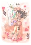  bad_id bad_pixiv_id bloomers blue_eyes boots brown_hair candy food happy hat heart jar juun konpeitou long_hair minigirl original pink_footwear solo stuffed_animal stuffed_toy teddy_bear tricorne underwear 