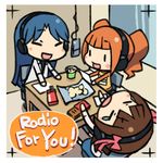  amami_haruka chan_co chibi chips food headphones idolmaster idolmaster_(classic) idolmaster_1 kisaragi_chihaya microphone multiple_girls radio radio_booth studio_microphone takatsuki_yayoi twintails 