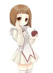  akane_soir apple food fruit holding holding_food holding_fruit my-otome solo thighhighs yakisake 