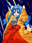  artist_request blue_hair blue_oni demon_girl horn lowres momotarou_densetsu oekaki oni solo yasha 