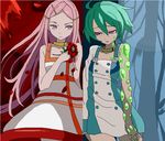  anemone_(eureka_seven) anemone_(flower) aqua_hair armcho bad_id bad_pixiv_id cowboy_shot eureka eureka_seven eureka_seven_(series) flower long_hair multiple_girls object_namesake oekaki pink_eyes pink_hair short_hair 