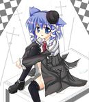  animal_ears aokaze cat_ears hair_ribbon makino_(ukiuo) ribbon solo thighhighs tress_ribbon ukagaka 