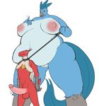  anthro articuno avian balls beak big_breasts big_penis blaziken blush breasts chubby collar duo erection female leash legendary_pok&#233;mon male nintendo nipples overweight penis plain_background pok&#233;mon pokemon pussy ritts size_difference video_games white_background 
