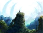 bad_id bad_pixiv_id cat copyright_request forest hat hill landscape nature scenery shiden_(t41xz) sky tree witch_hat 