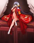  breasts crossed_legs huge_breasts japanese_clothes legs long_hair pixiv_fantasia pixiv_fantasia_1 pupps purple_hair red_eyes sitting socks solo tabi very_long_hair 