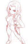  angry breasts code_geass kallen_stadtfeld large_breasts misnon_the_great monochrome open_clothes red short_hair sketch solo 