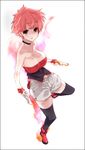  aka_ume breasts choker cleavage gun large_breasts original red_hair short_hair shorts solo strapless thighhighs tubetop weapon 