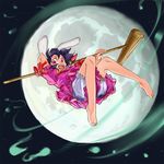  animal_ears bloomers bunny_ears feet full_moon inaba_tewi jewelry kine mallet moon necklace short_hair solo takahashi_note touhou underwear white_bloomers 