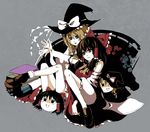  bad_id bad_pixiv_id bare_shoulders blonde_hair blue_eyes detached_sleeves gohei hakurei_reimu hat kirisame_marisa multiple_girls oonusa riku_(wana) touhou witch_hat yukkuri_shiteitte_ne 