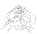  greyscale lyrical_nanoha magical_girl mahou_shoujo_lyrical_nanoha_strikers monochrome narutaki_shin raising_heart solo takamachi_nanoha torn_clothes twintails 