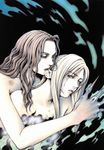  aya_brea blonde_hair blue_eyes brown_hair eve_(parasite_eve) eve_(pe) highres long_hair long_nails melissa_pearce molestation nomura_tetsuya official_art parasite_eve yuri 