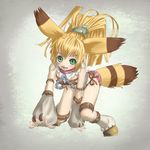  all_fours animal_ears bad_id bad_pixiv_id blonde_hair chain collar copyright_request green_eyes long_hair mogeta_(jirotama88) solo tail 