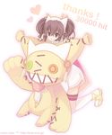  anise_tatlin bangs black_hair brown_hair hits koto_(colorcube) solo stuffed_toy tales_of_(series) tales_of_the_abyss tokunaga twintails 