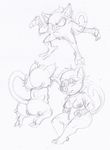  anthro black_and_white breasts butt collar female looking_at_viewer mammal mankey monkey monochrome nintendo nude plain_background pok&#233;mon pokemon primate pussy sketch solo video_games white_background zinnthos 