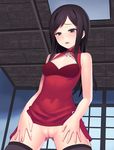  black_hair blush breasts censored dress hanasaku_iroha long_hair no_panties pussy tears tsurugi_minko 