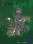  amber_eyes anthro bandage bangs big_breasts blush boots breasts camo claws cleavage clothed clothing cutoffs denim_shorts feline female jungle lonbluewolf looking_at_viewer mammal maya_(lonbluewolf) midriff panther pose shorts sitting solo 