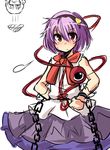  bad_id bad_pixiv_id blush chain cosplay hands_on_hips ibuki_suika ibuki_suika_(cosplay) kikiriri komeiji_koishi komeiji_satori multiple_girls purple_hair red_eyes short_hair simple_background third_eye touhou white_background 