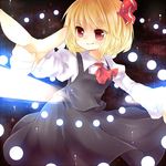  &gt;:) ascot blonde_hair danmaku kozakura_(dictionary) outstretched_arm pointing red_eyes rumia smile solo touhou v-shaped_eyebrows 