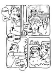  &hearts; bath black_and_white canine comic dog dylan_(vasuki) ear_piercing english_text eyes_closed feline howie_(vasuki) male mammal monochrome piercing shiba_inu text tiger topless vasuki water 