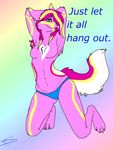  &hearts; anthro breasts butt canine cute female green_eyes hair kneeling pink_fur snowehlove solo tongue tongue_out underwear wolf 