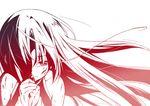  errant gradient hair_down long_hair mahou_shoujo_madoka_magica monochrome red sakura_kyouko solo 